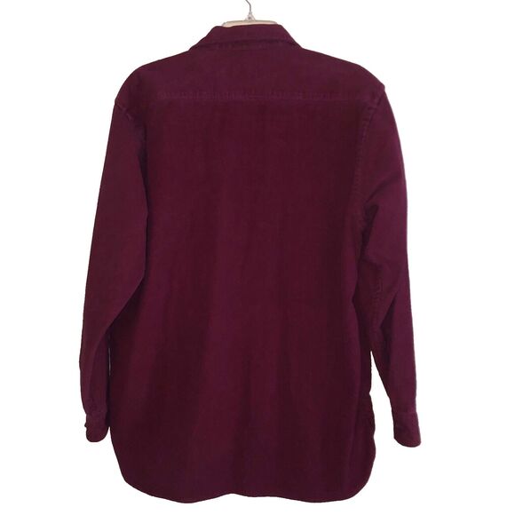 Eddie Bauer Chamois Shirt Mens L Burgundy Chest Pockets Cotton Flannel Button Up - Picture 6 of 14
